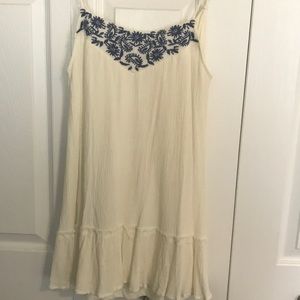 En Creme Embroidered Swing Dress